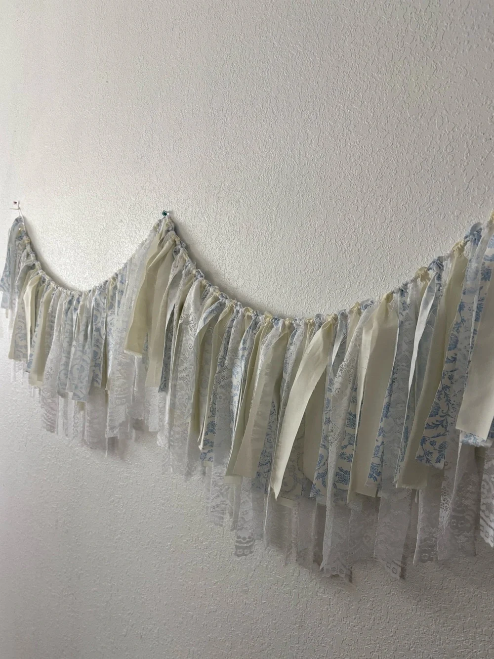 Blue and Cream Lace Fabric Garland